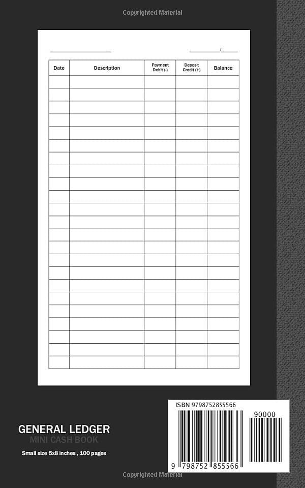 General Ledger Mini Cash Book: Small Ledger Book, 120 pages , 5×8 inches, simple