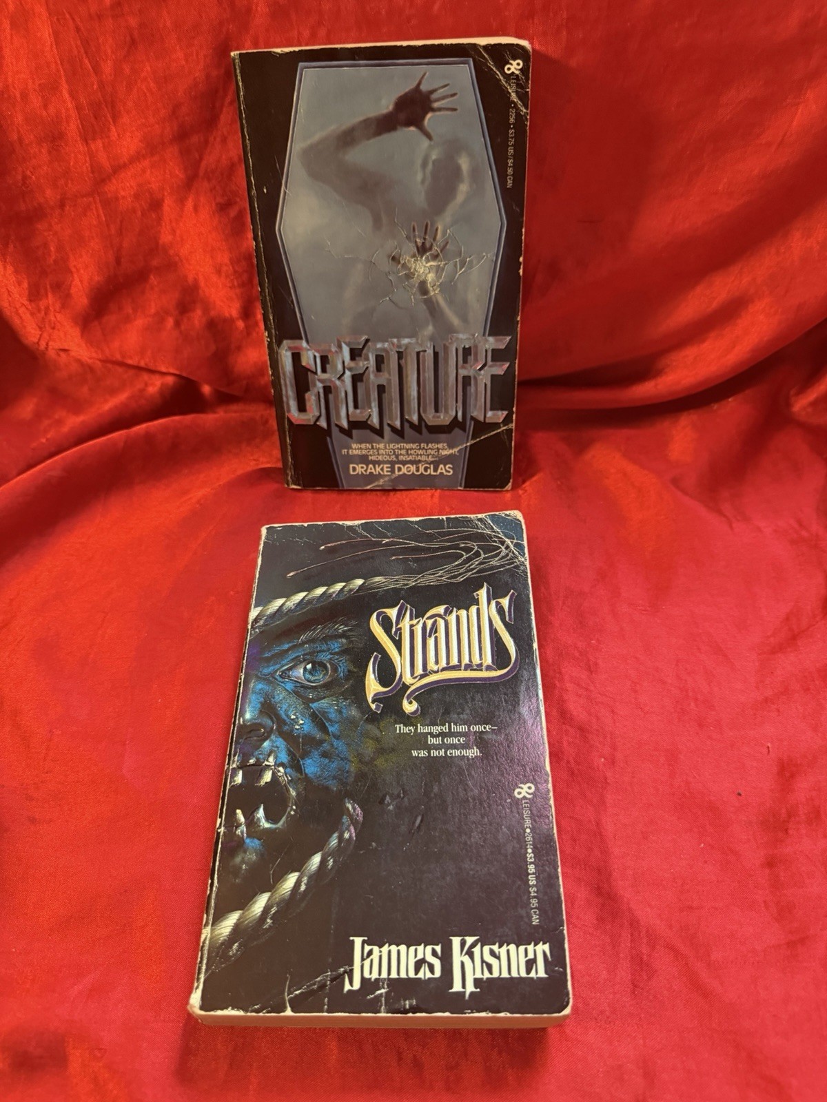 LOT of 2 VINTAGE “LEISURE HORROR” PAPERBACKS FROM HELL! ‘Creature’ & ‘Strands’
