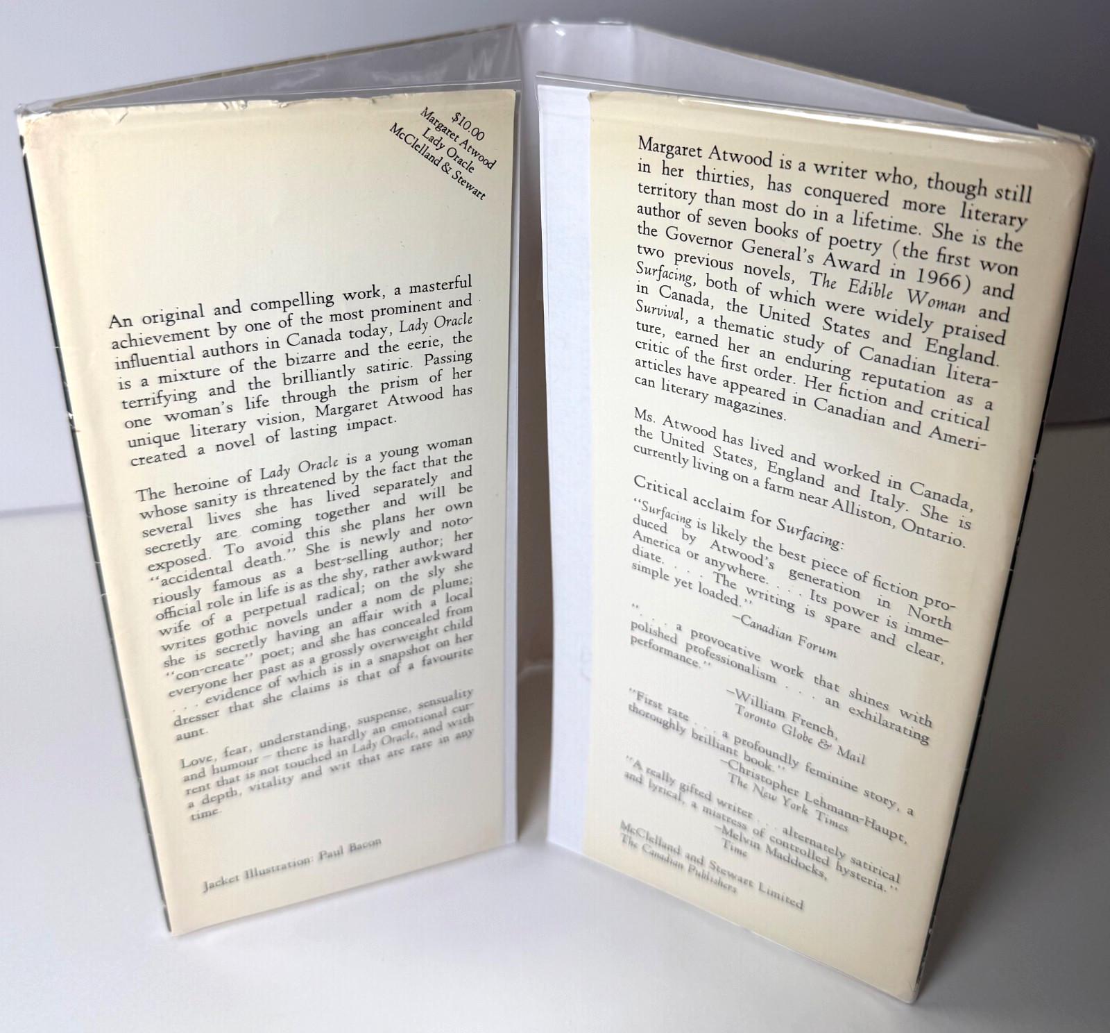 Lady Oracle, Margaret Atwood 1976 HCDJ 1st ed 1st print CA in Mylar, Near fine
