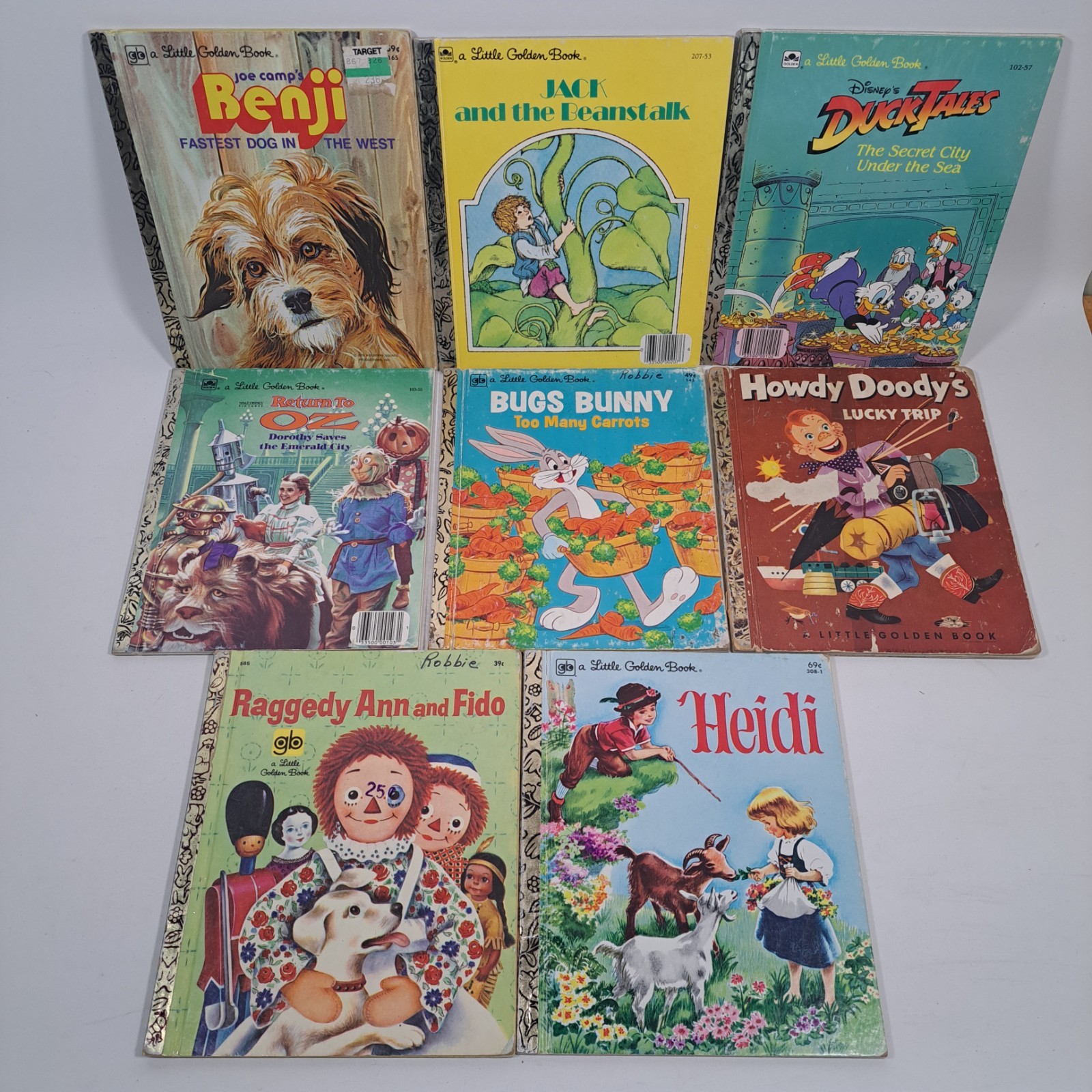 Vtg 8 Little Golden Books Benji Return Oz Heidi Raggedy Ann Duck Tale Bugs Howdy