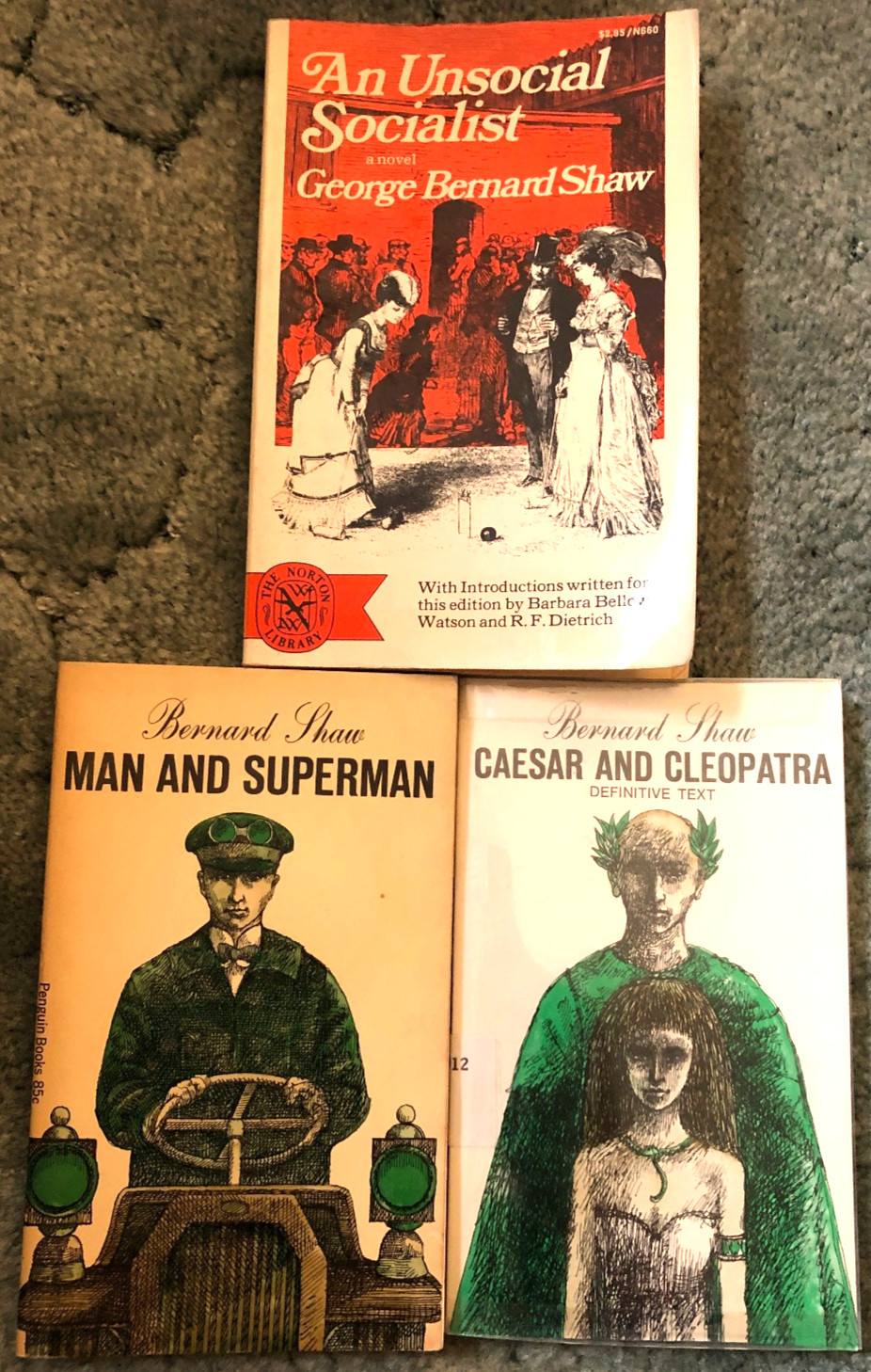 George Bernard Shaw books, lot of 3, An Unsocial Socialist, Man and Superman