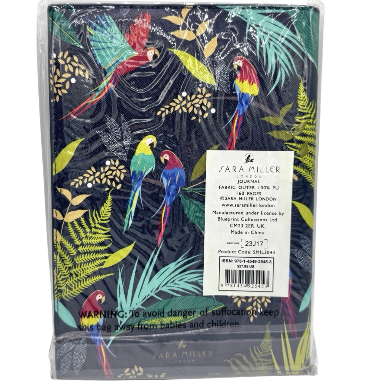 Brand New Sara Miller London Designed Fabric Journal Tropical Parrots 160 Pages