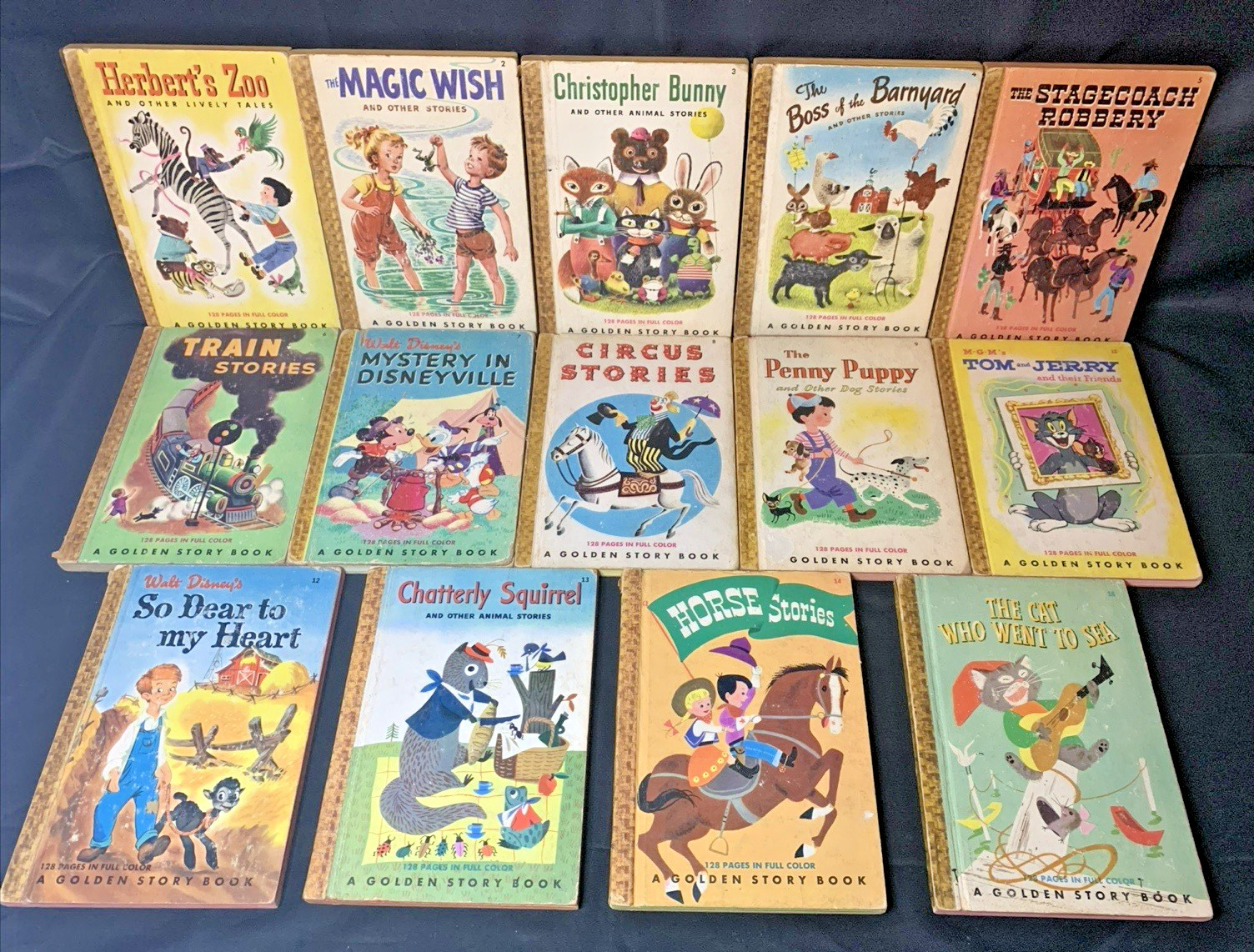 13 Golden Story Books 1950s 128 Pages Full Color Set Nos 1-9, 11-14+16 Rare Vtg