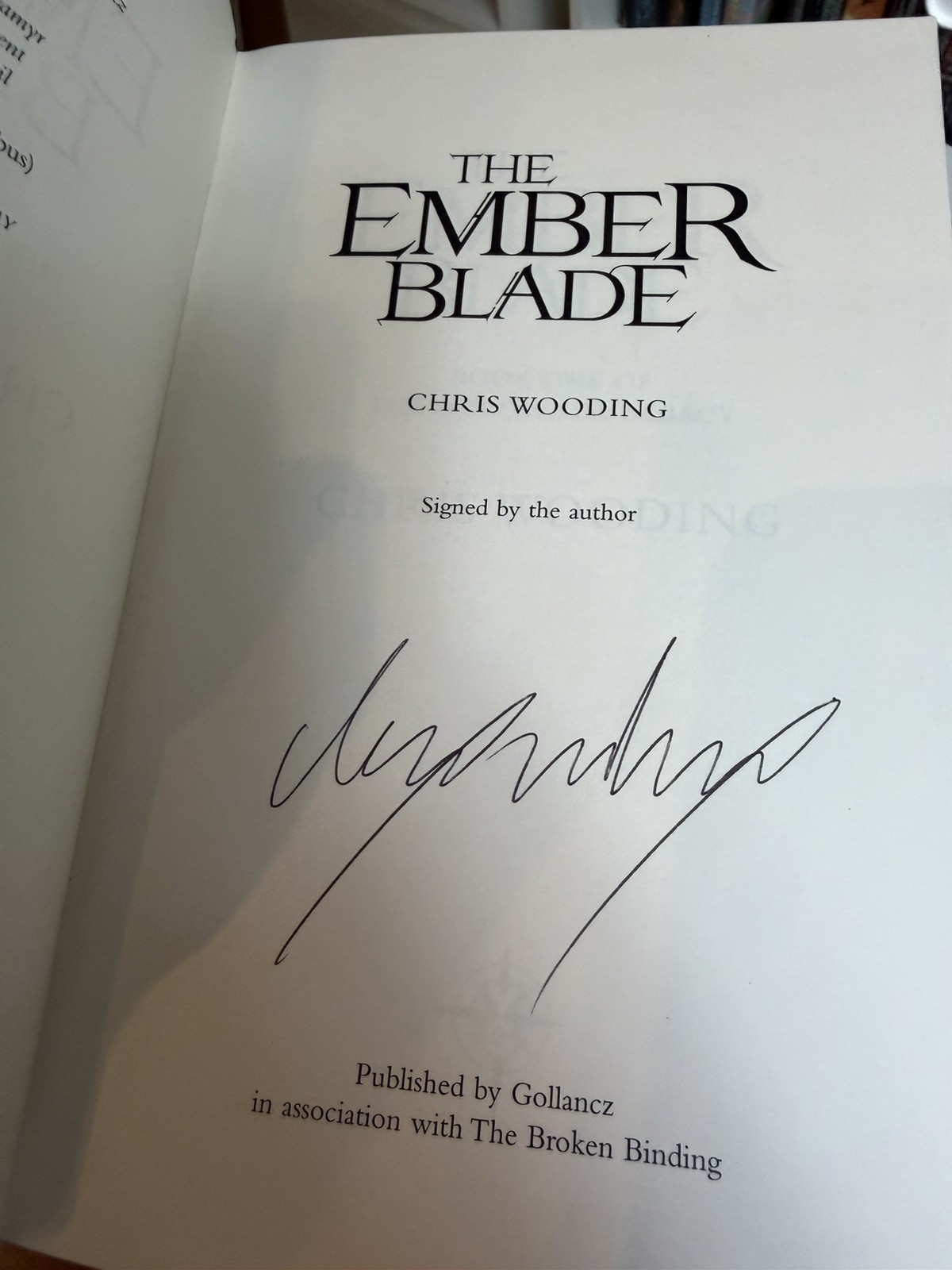 Slight Damage SIGNED Chris Wooding Ember Blade & Shadow Casket Broken Binding