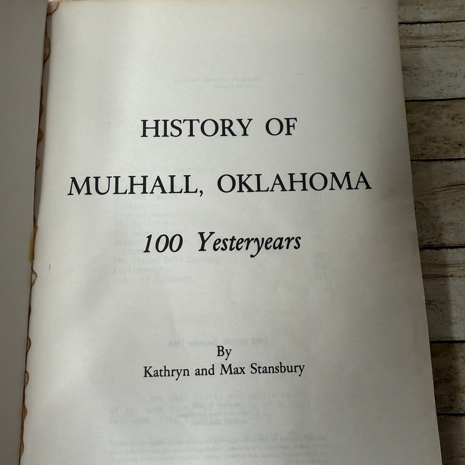 A History of Mulhall Oklahoma 100 Yesteryears 1988 First Edition Genealogy Photo