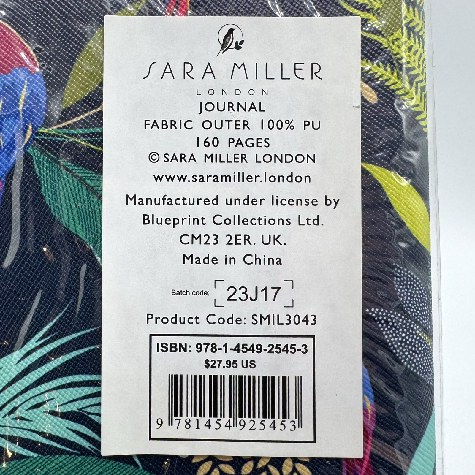 Brand New Sara Miller London Designed Fabric Journal Tropical Parrots 160 Pages