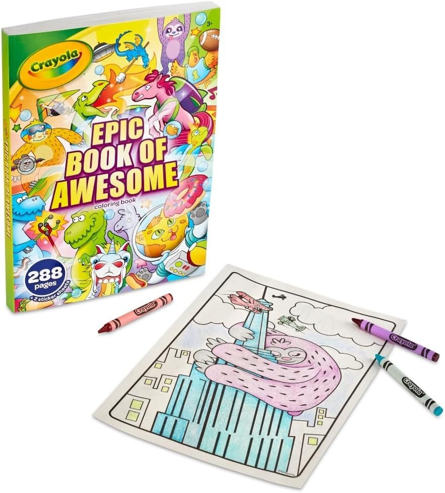 Giant Epic Coloring Book with 288 Pages & Foil Stickers for Creative Kids