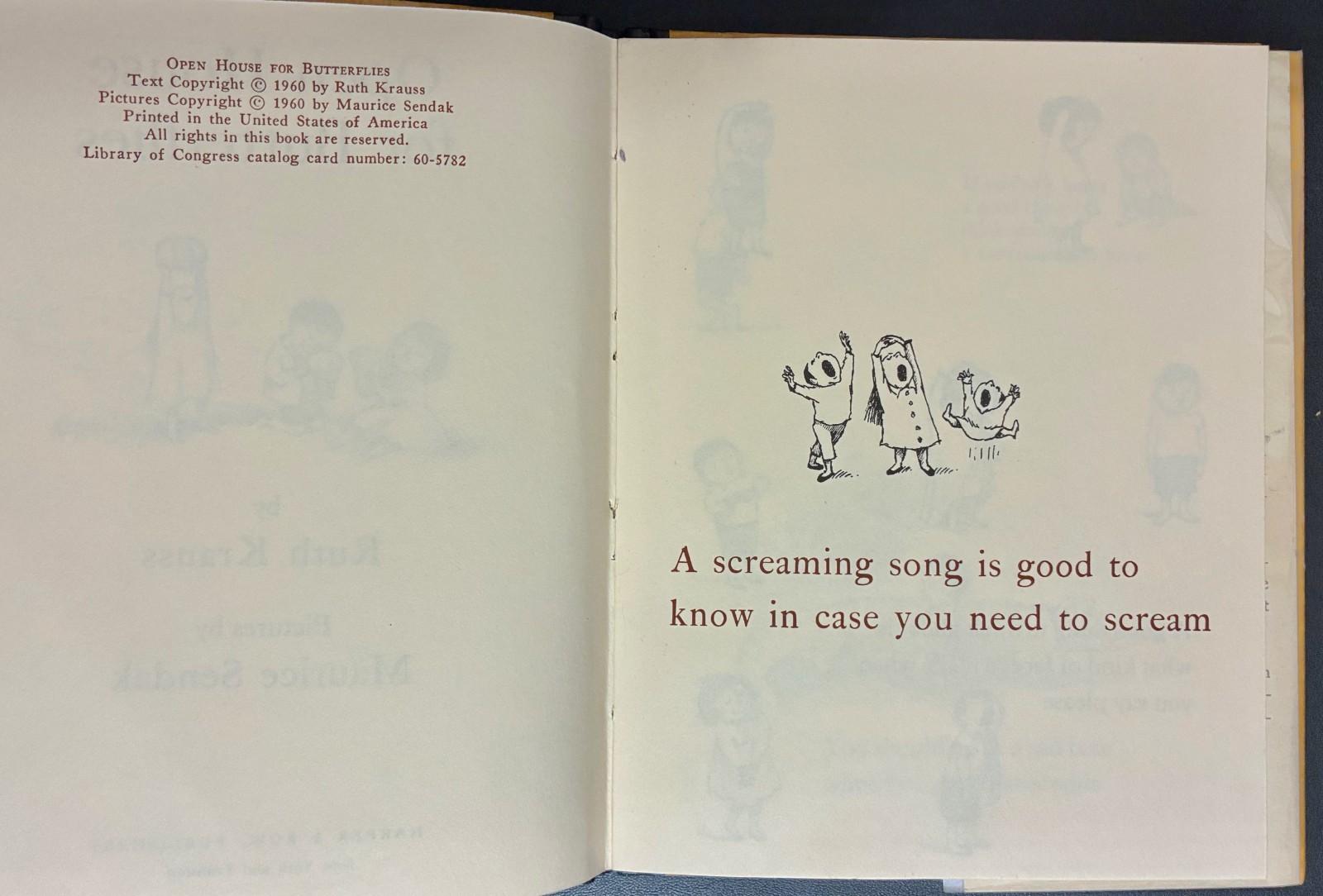 Open House for Butterflies Ruth Krauss Maurice Sendak 1960 1st Edition HC DJ EX