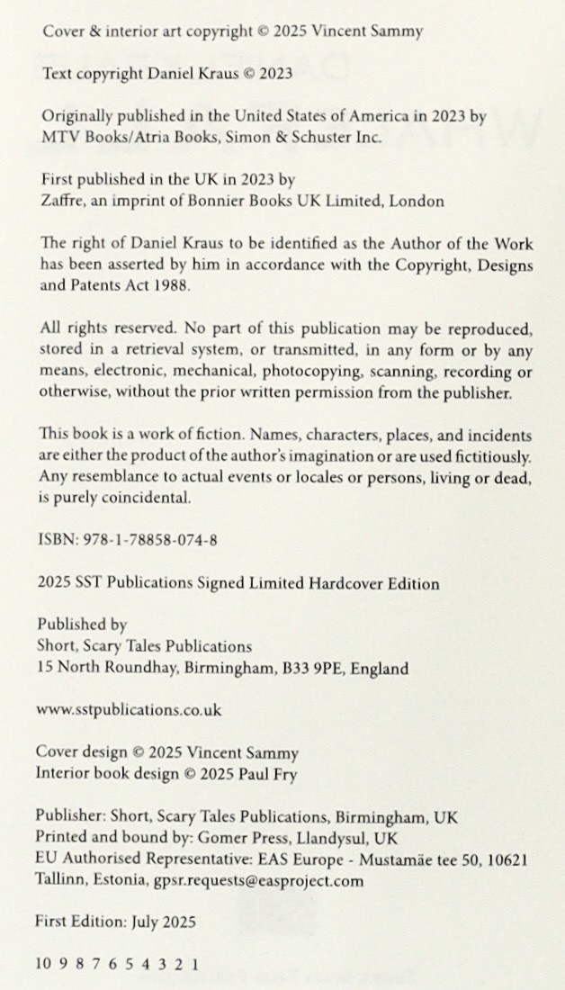 Daniel Kraus WHALEFALL Signed X2 Limited Edition #104 SST Press OOP NEW