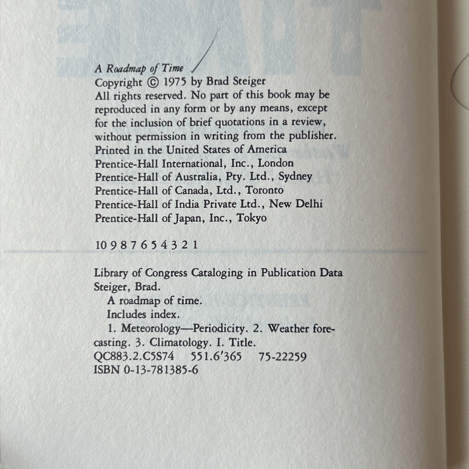 A Roadmap of Time Maxwell/Wheeler Weather-Energy Brad Steiger Vintage Hardcover