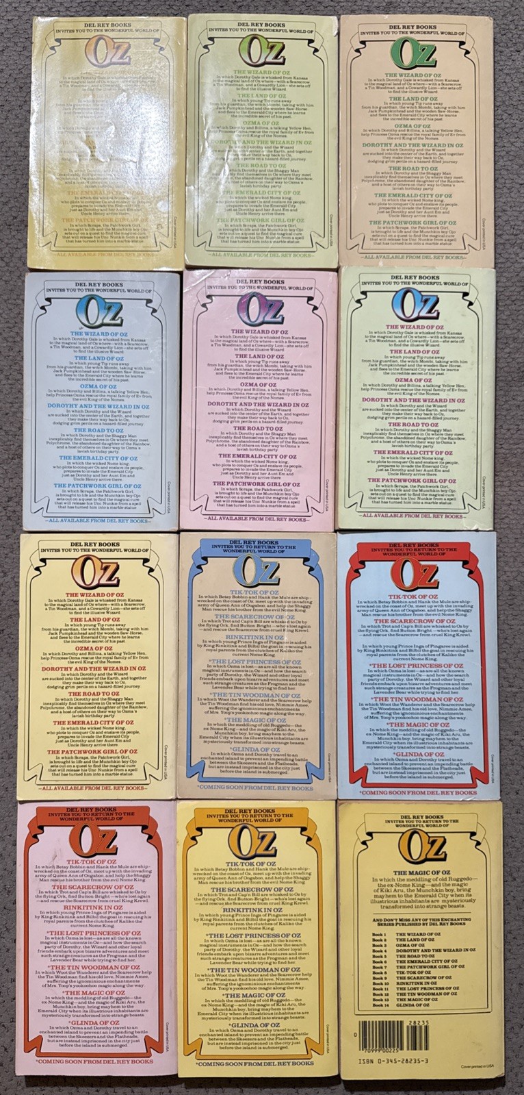 12 Del Rey Wizard of Oz Books Set L. Frank Baum Lot Vintage