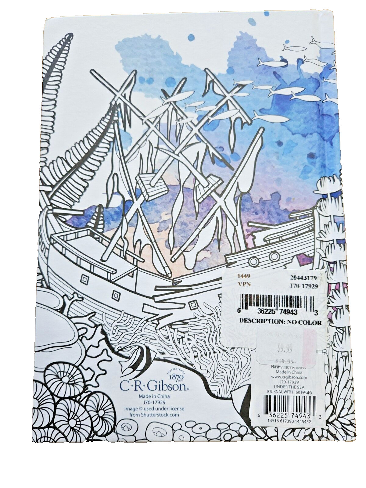 Color Me! Journal: Relax in The Ocean “Under The Sea” 6″ X 81/2″ Tall 160 Pages