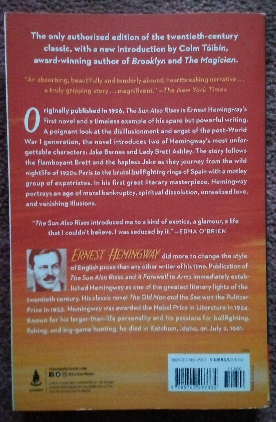 Sun Also Rises: The Authorized Edition By Ernest Hemingway (2006 Paperback)