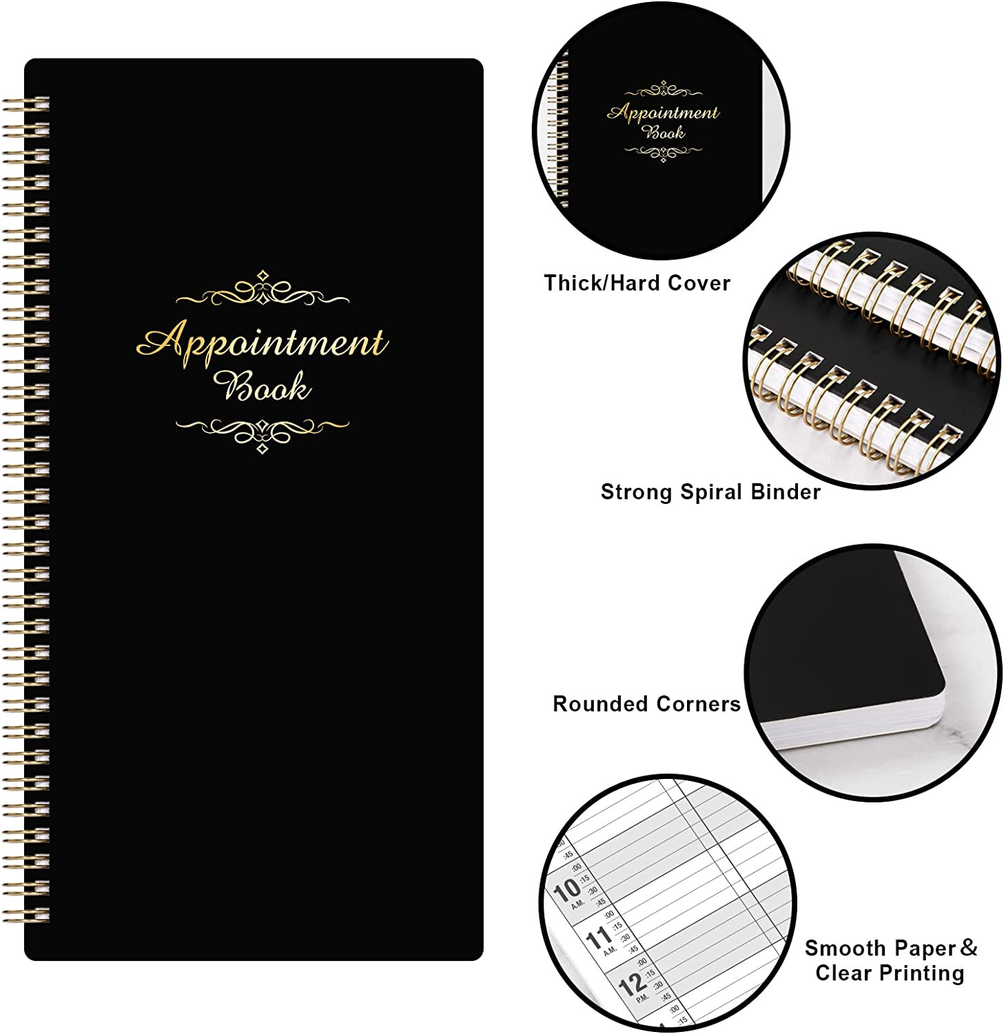 Salon Appointment Book – 15 Min Increments, 3 Cols, 200 Pages, 6.1” X 11.54”,