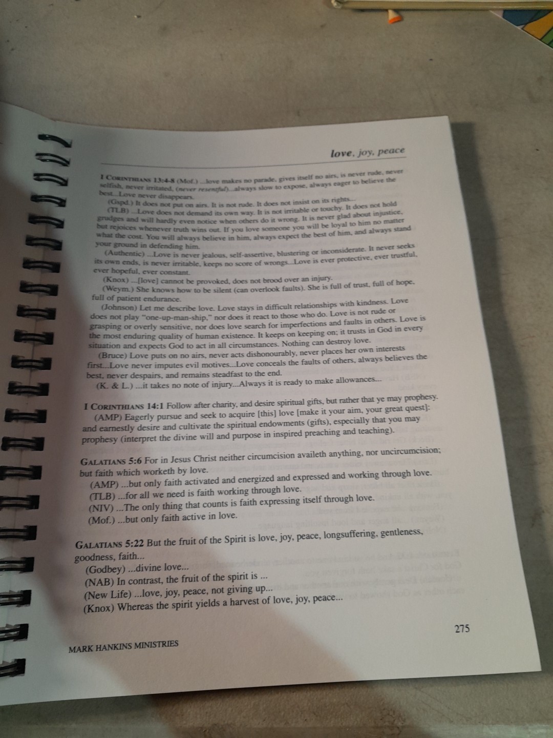Spirit-Filled Scripture Study Guide Mark Hankins Spiral Bible Study Book 2nd ED.