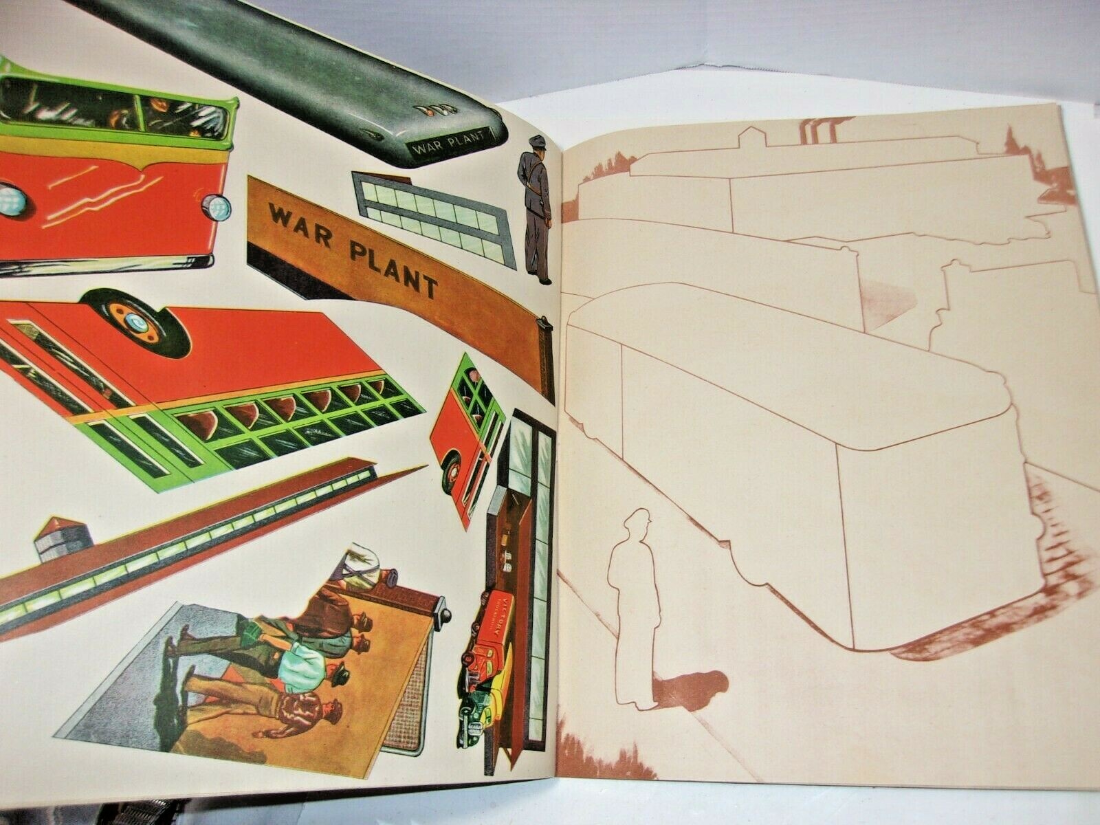 Put Together and Paste Without Paste WWII Era Book Airplane Train Bus Truck