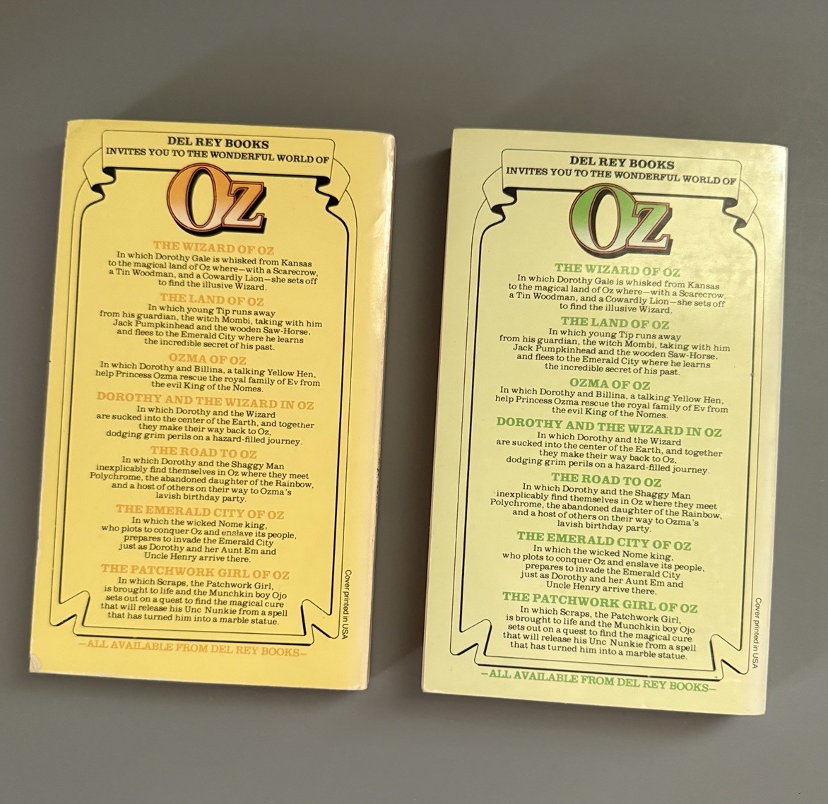 Series 1-7 Frank L Baum Wizard Of Oz Books Del Rey Paperbacks 1979 Ballantine