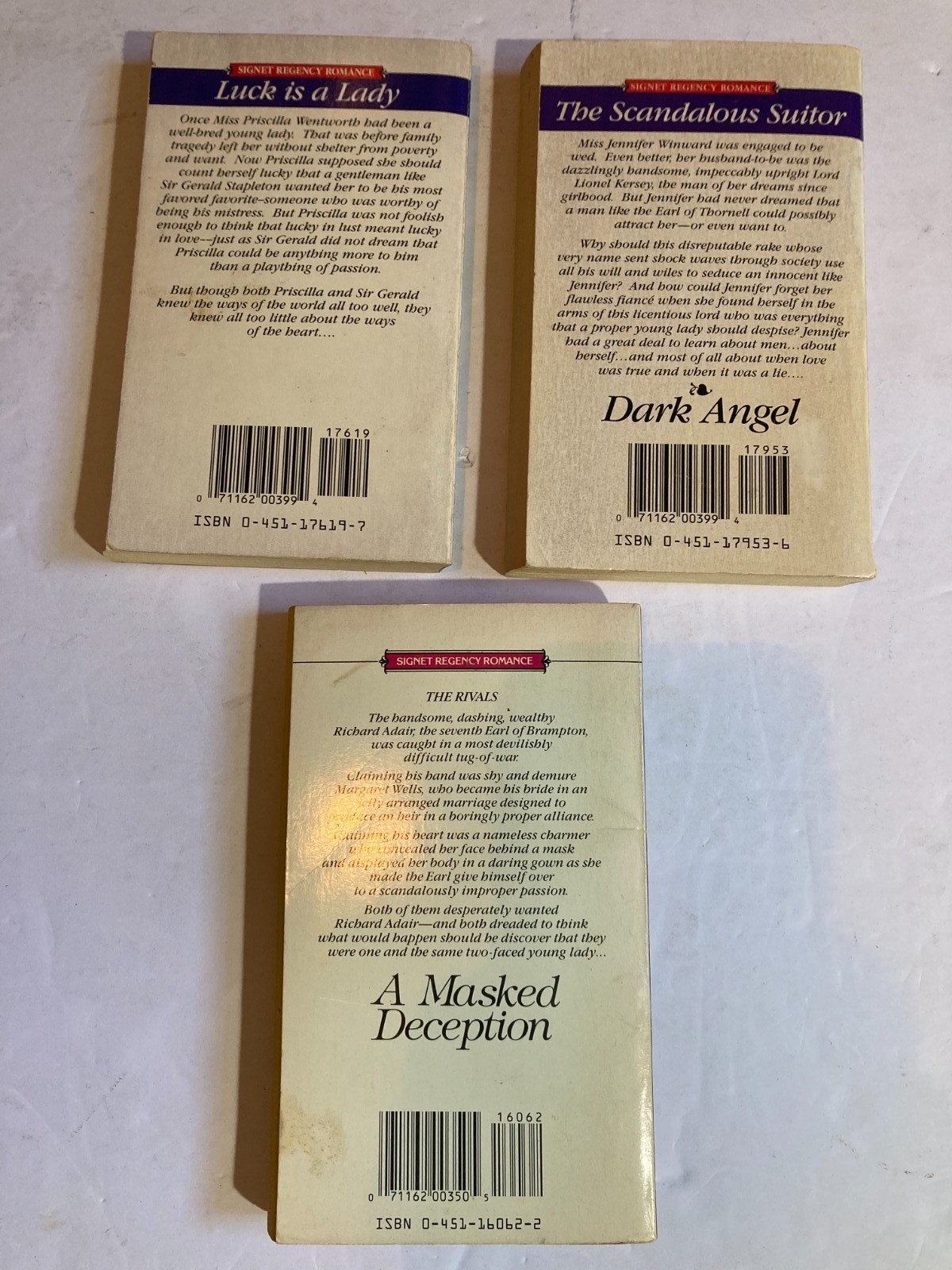 Lot MARY BALOGH vintage SIGNET REGENCY Precious Jewel DARK ANGEL Masked Lot of 3