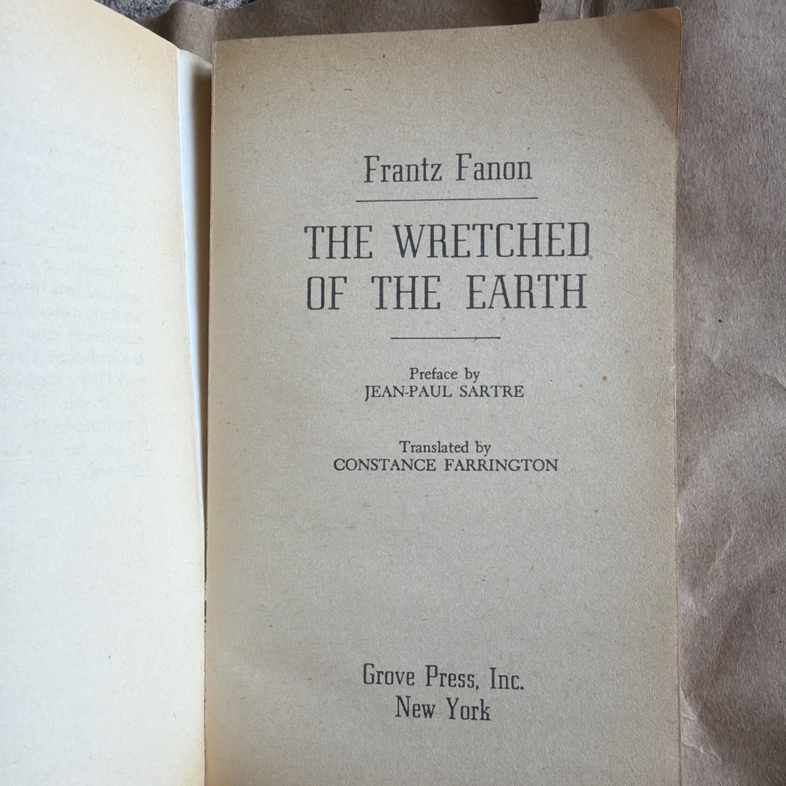 The Wretched of the Earth Frantz Fanon Jean-Paul Sartre 1968 Paperback Vintage