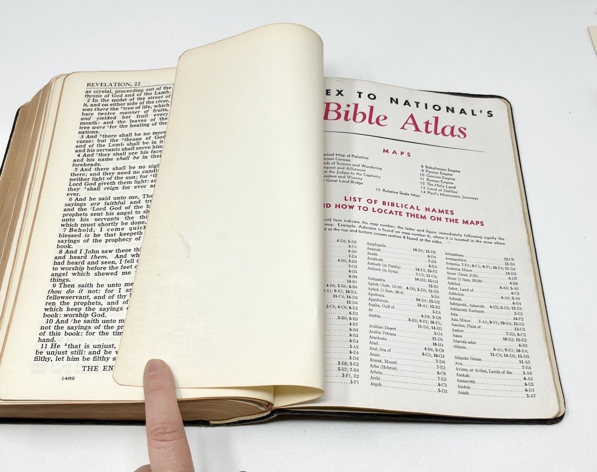 Holy Bible 1944 WW2 Era Concordance National Bible Press Large Print W/ Inserts