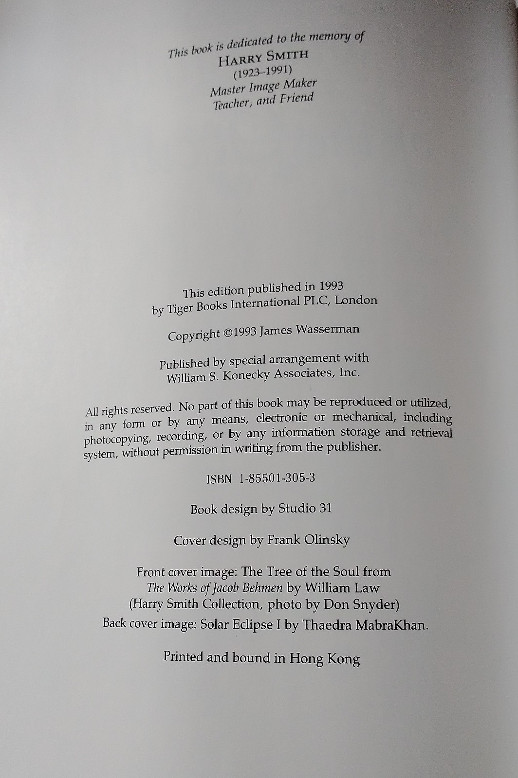 Art and Symbols of the Occult James Wasserman Tiger 1993 HC in DJ VG+/VG+