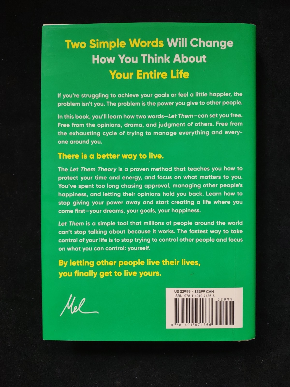THE LET THEM THEORY Mel Robbins 1st Edition Hardcover Book Self Help Feel Great