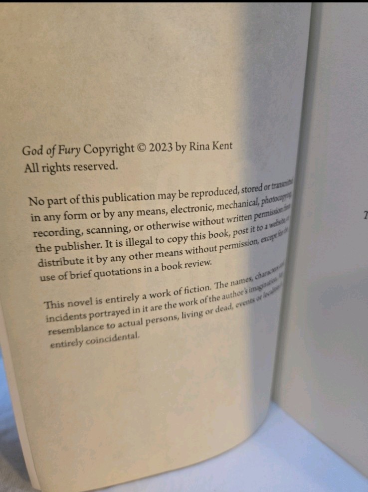 God of Fury by Rina Kent (2023, Trade Paperback)