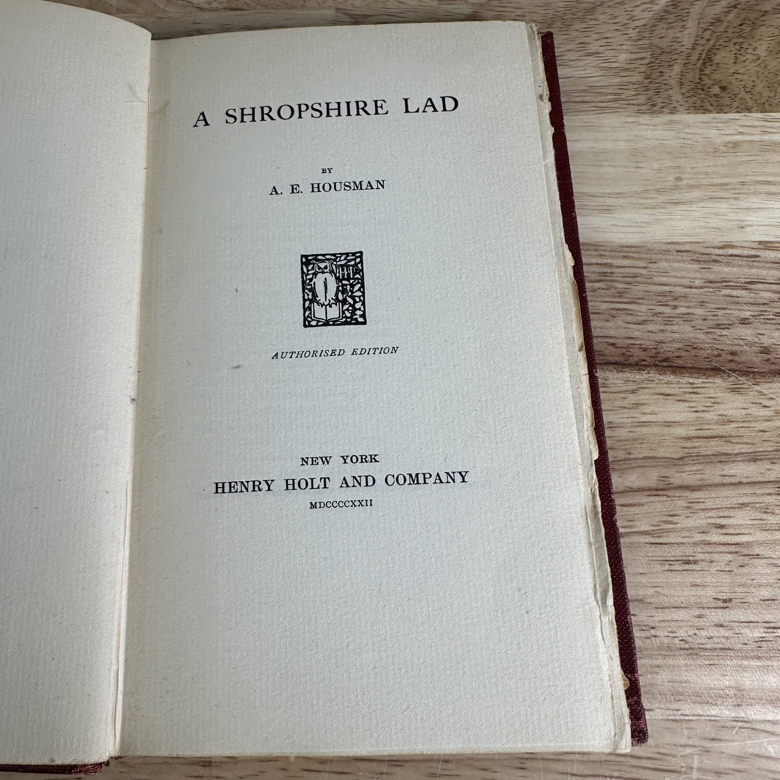 A Shropshire Lad A. E. Housman 1922 Authorised Edition Poetry Henry Holt