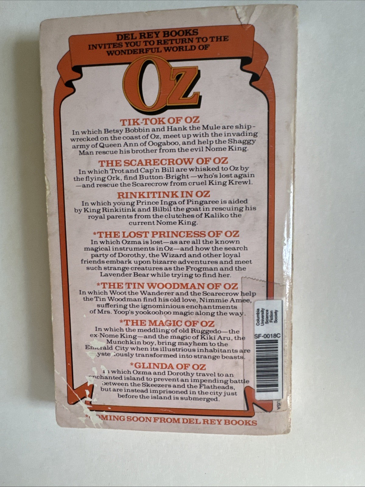 Lot of 8 Wonderful Oz Books L Frank Baum Del Rey Del Ray Ballantine Books Pb