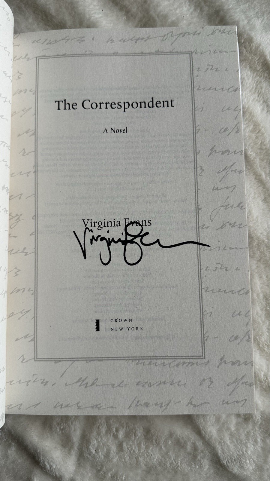Signed The Correspondent: A Novel by Virginia Evans (2025, Hardcover) New Unread