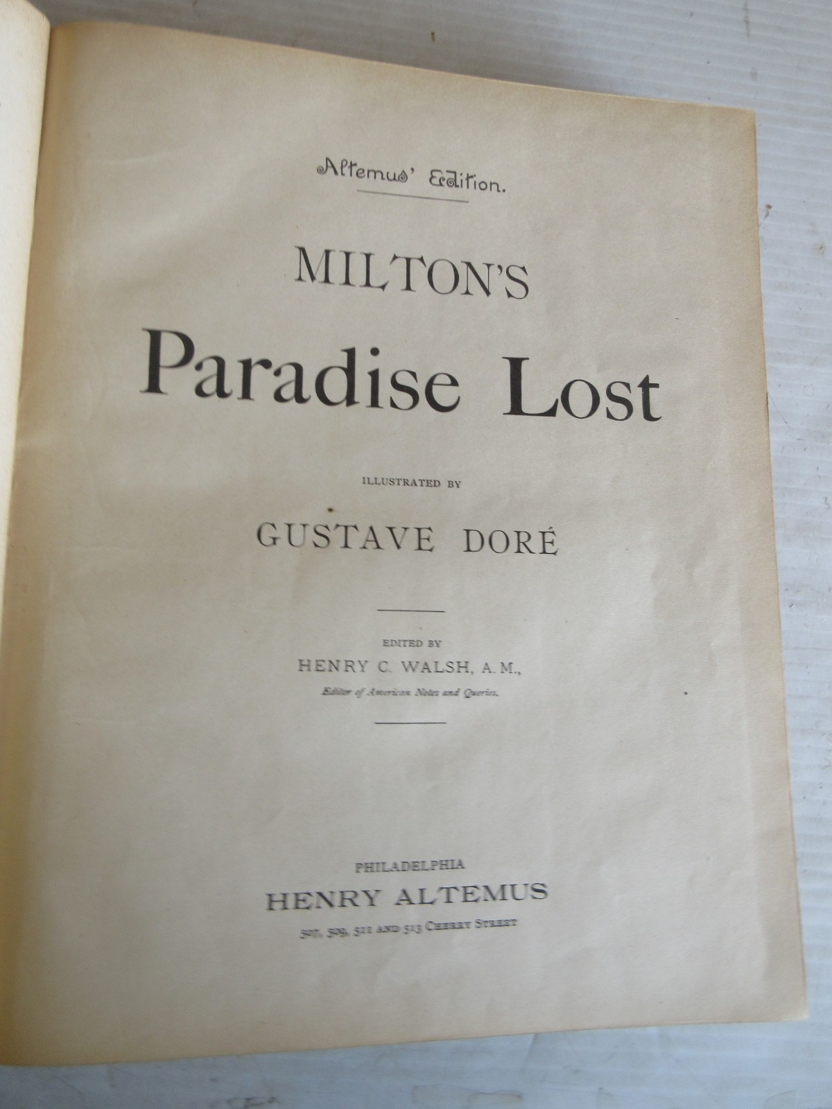 MILTON’S PARADISE LOST EDITED BY HENRY C. WALSH, AM 1900