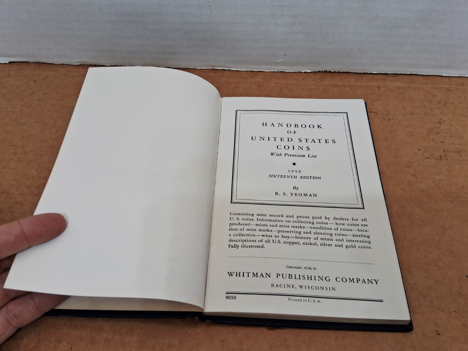 Blue Book – Handbook of United States Coins – 16th Edition *1959 w/Premium Lists