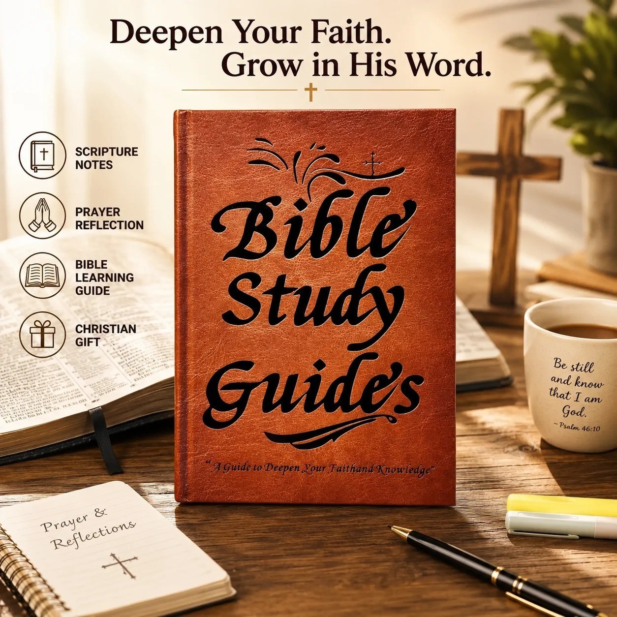 66-Page Bible Study Guide, Daily Devotional Journal,Study Notebook Based Planner