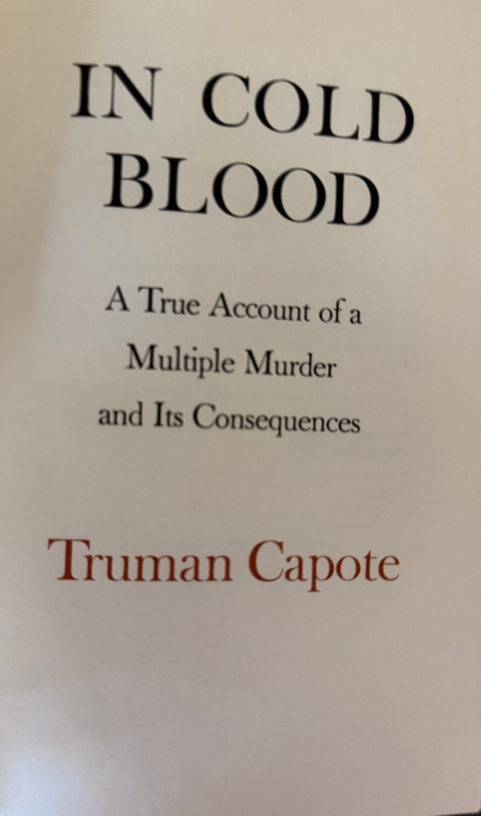 In Cold Blood Truman Capote First Edition First Printing