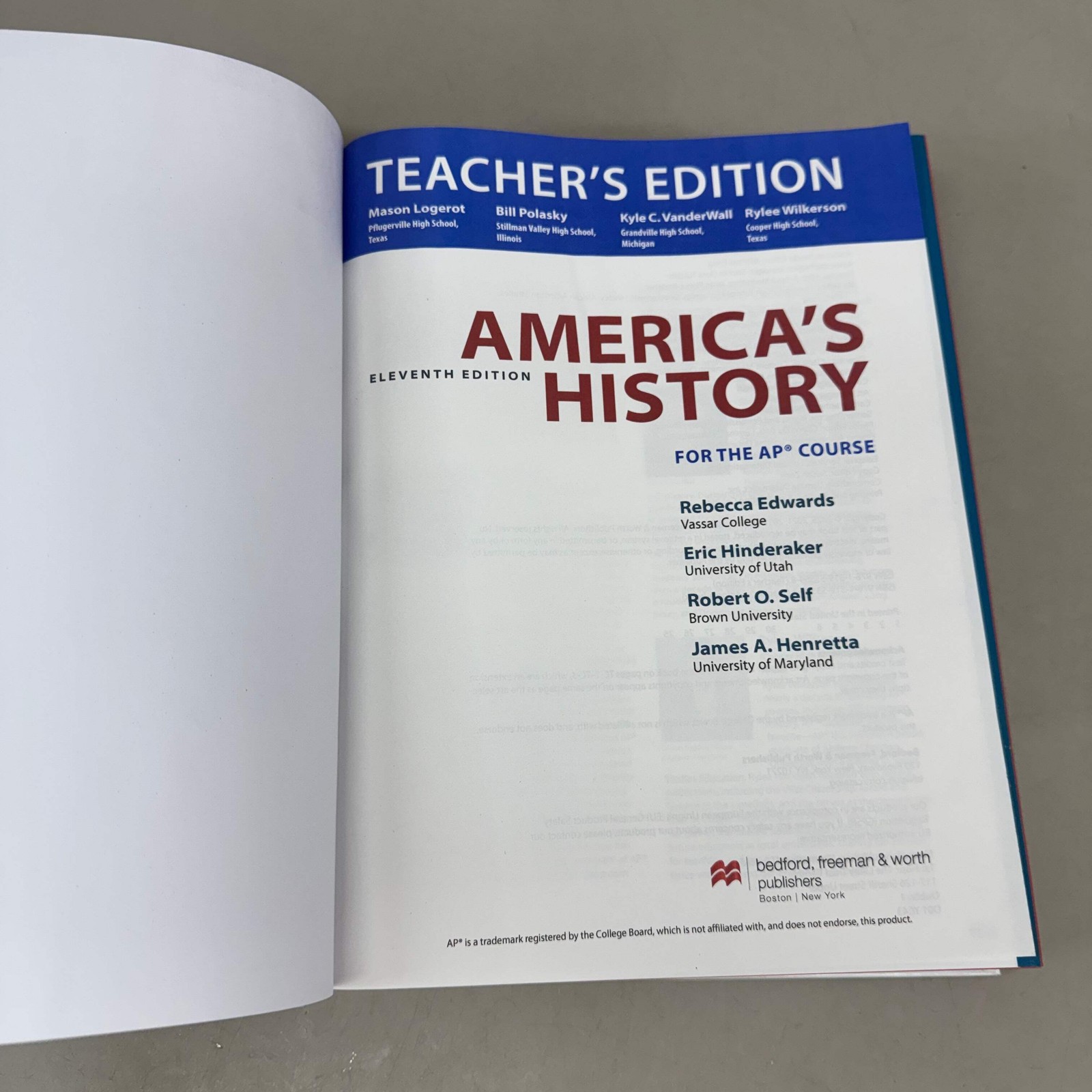 BEDFORD/ST. MARTIN’S Americas History for the Ap Course Teachers Edition Eric Hi