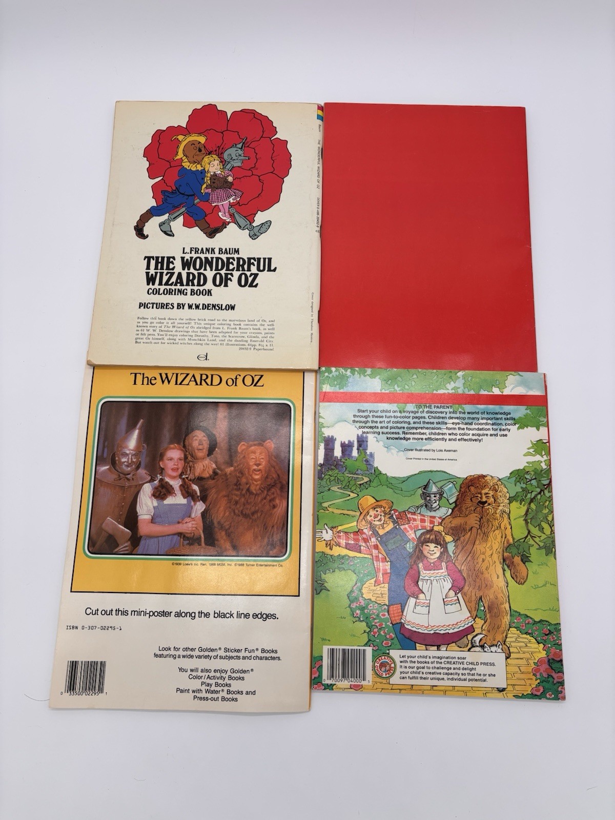 Vintage Wizard Of Oz Coloring Books & Sticker Book LOT of 4