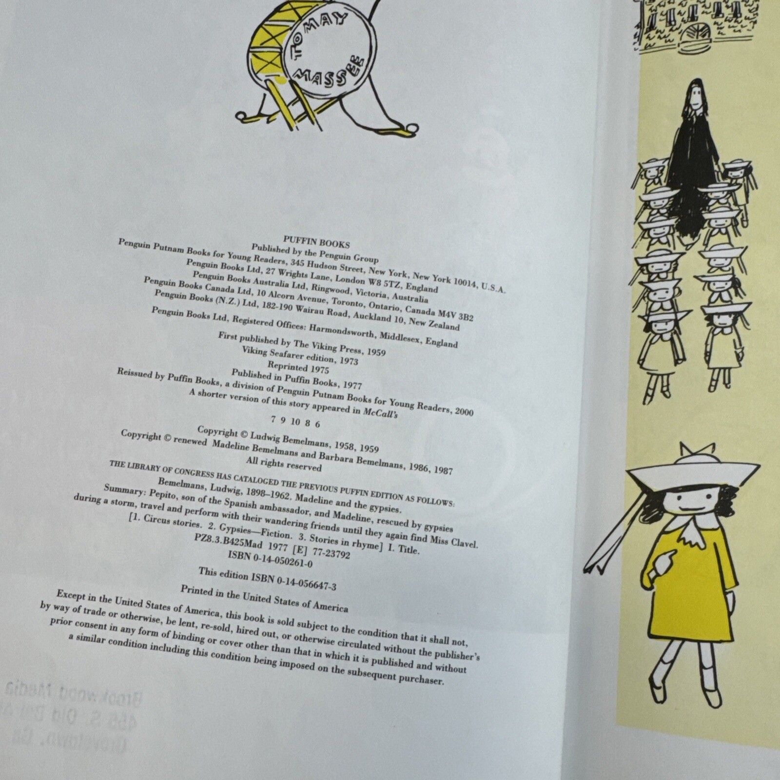 Madeline And The Gypsies Ludwig Bemelmans 1987 Childrens Hardcover BOOK 12.25×9