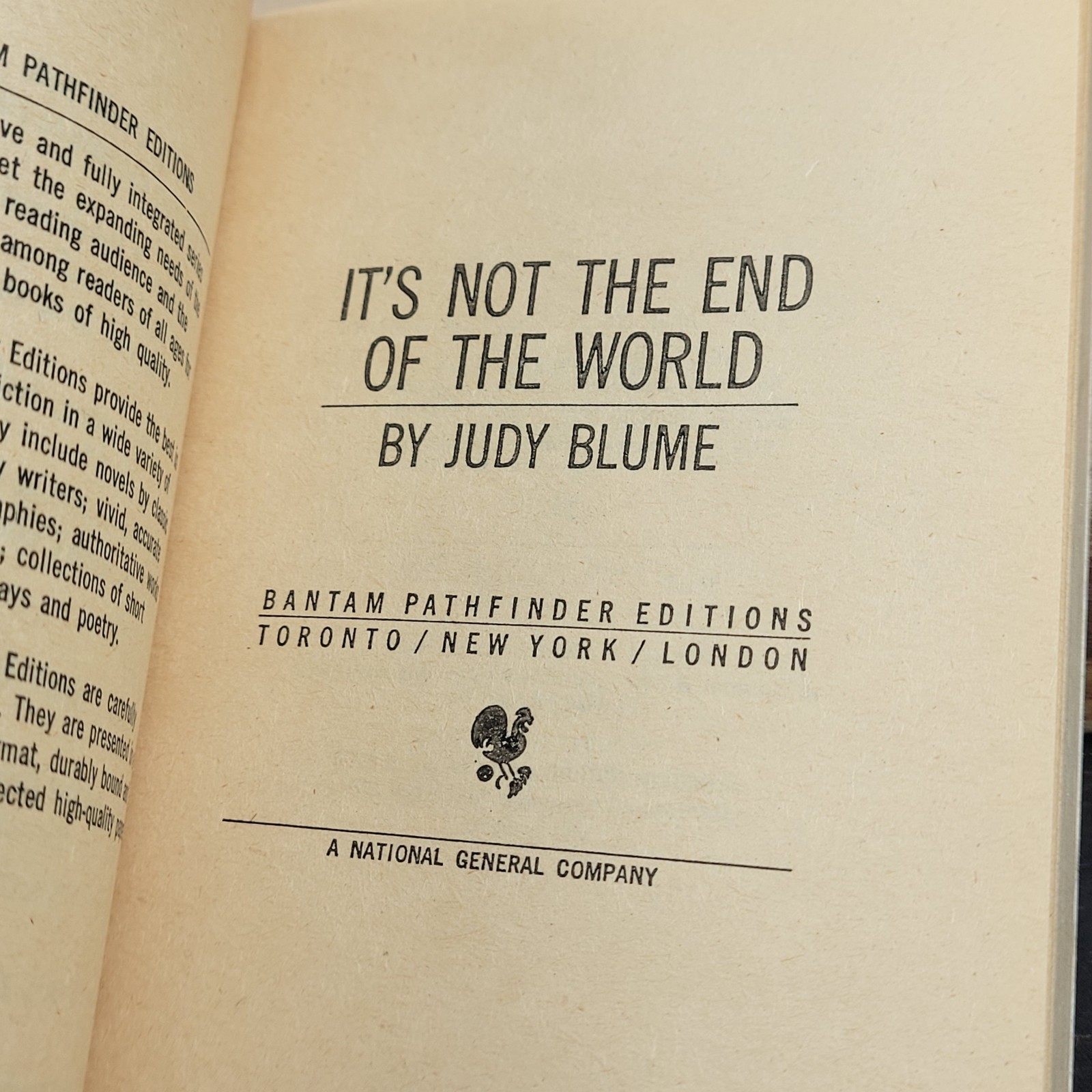 Judy Blume It’s Not The End Of The World PB Book Pathfinder Novel Vtg 1973 BCE