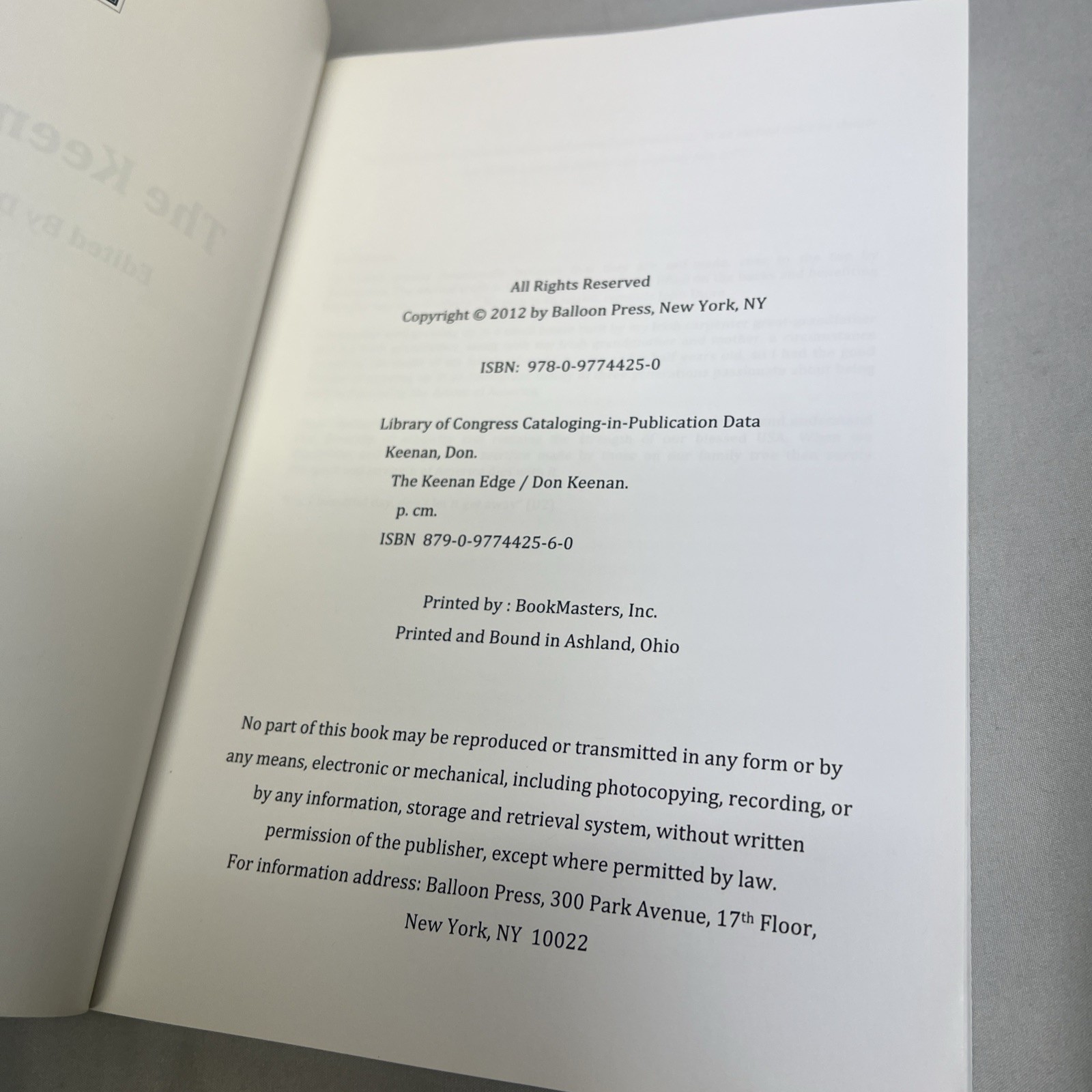 The Keenan Edge Theory Book