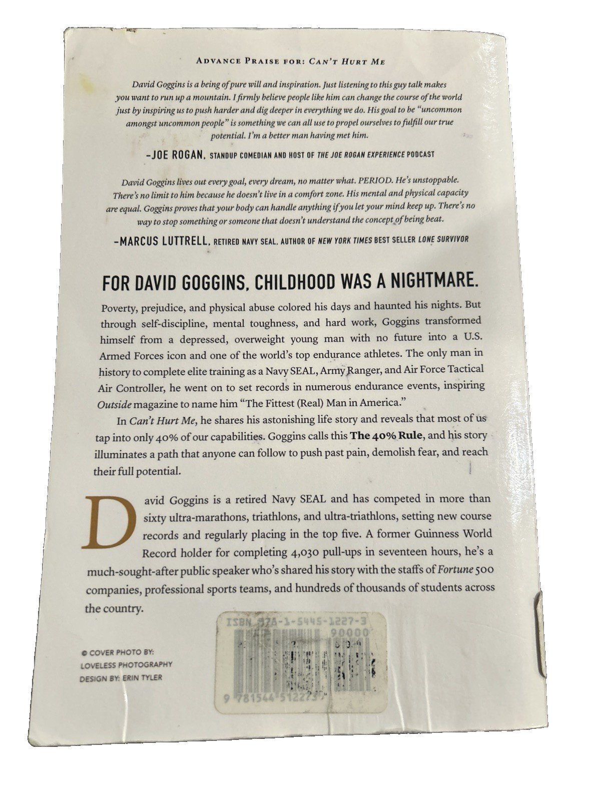 Can’t Hurt Me by David Goggins, Self Discipline (Paperback) – Acceptable