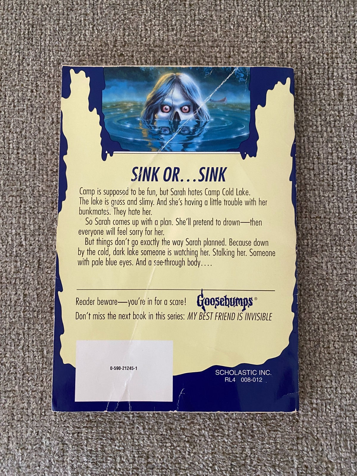 Good Thin Edition 1st print Goosebumps #56 The Curse of Camp Cold Lake ~ Stine