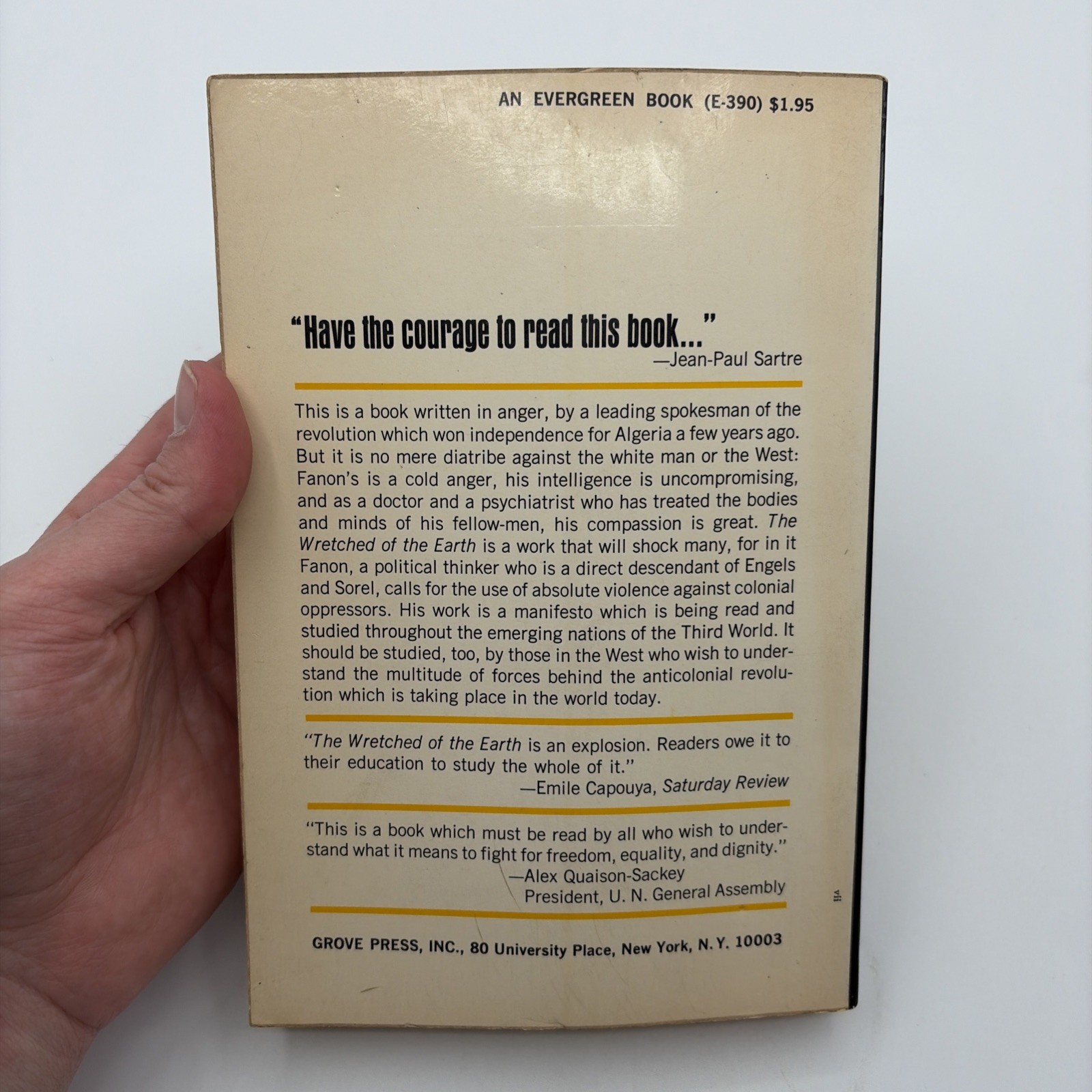 WRETCHED OF EARTH By Frantz Fanon First Evergreen Edition 1966