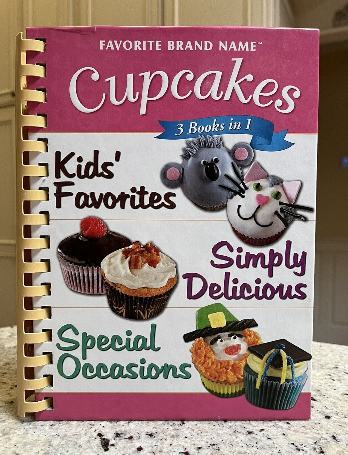 CUPCAKES Favorite Brand Name 3 Books in One Spiral Bound Cookbook 288 pages NEW