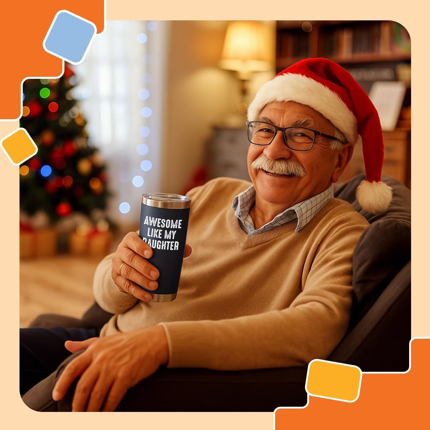 Cool 20 Oz Stainless Steel Tumbler for Dad: Gifts from Daughter, Fun Design