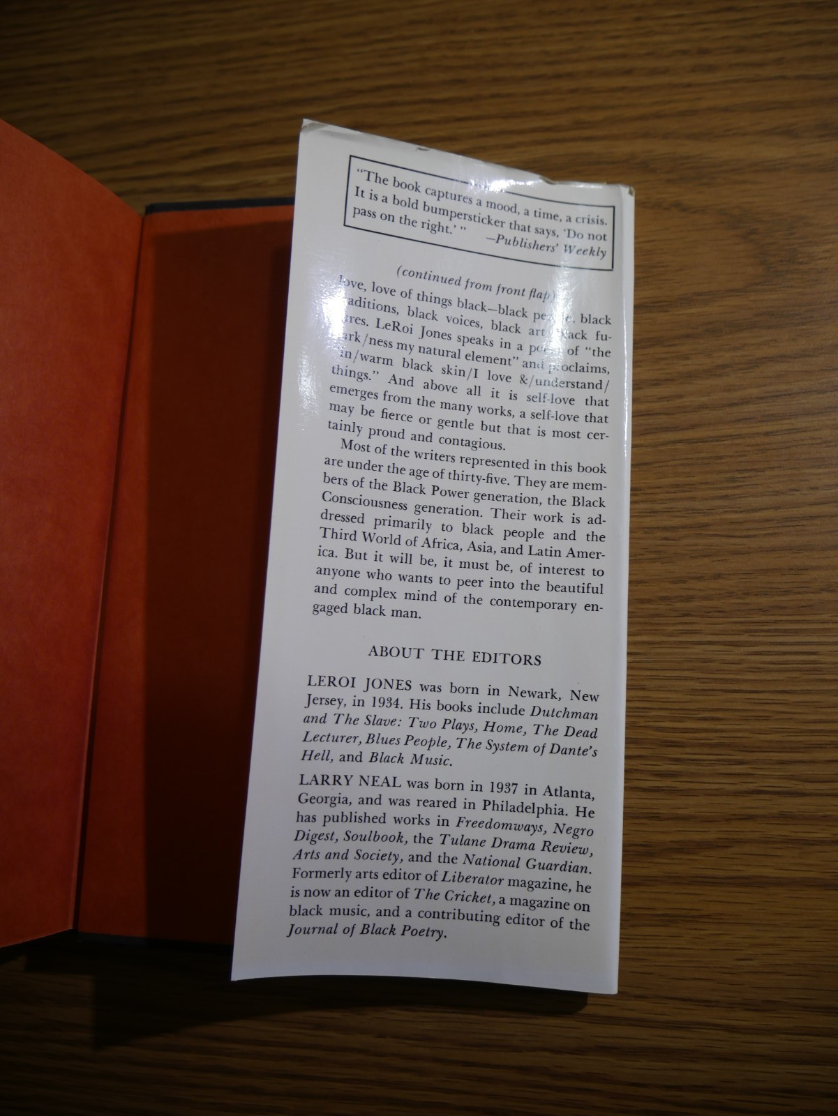 Black Fire: An Anthology of Afro-American Writing LeRoi Jones & Larry Neal 1971