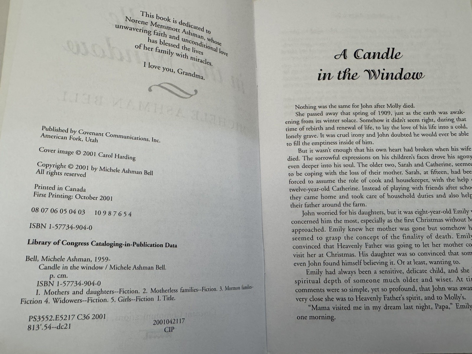 “A Candle in The Window” Covenant Communications PB Michele Ashman, New 2001