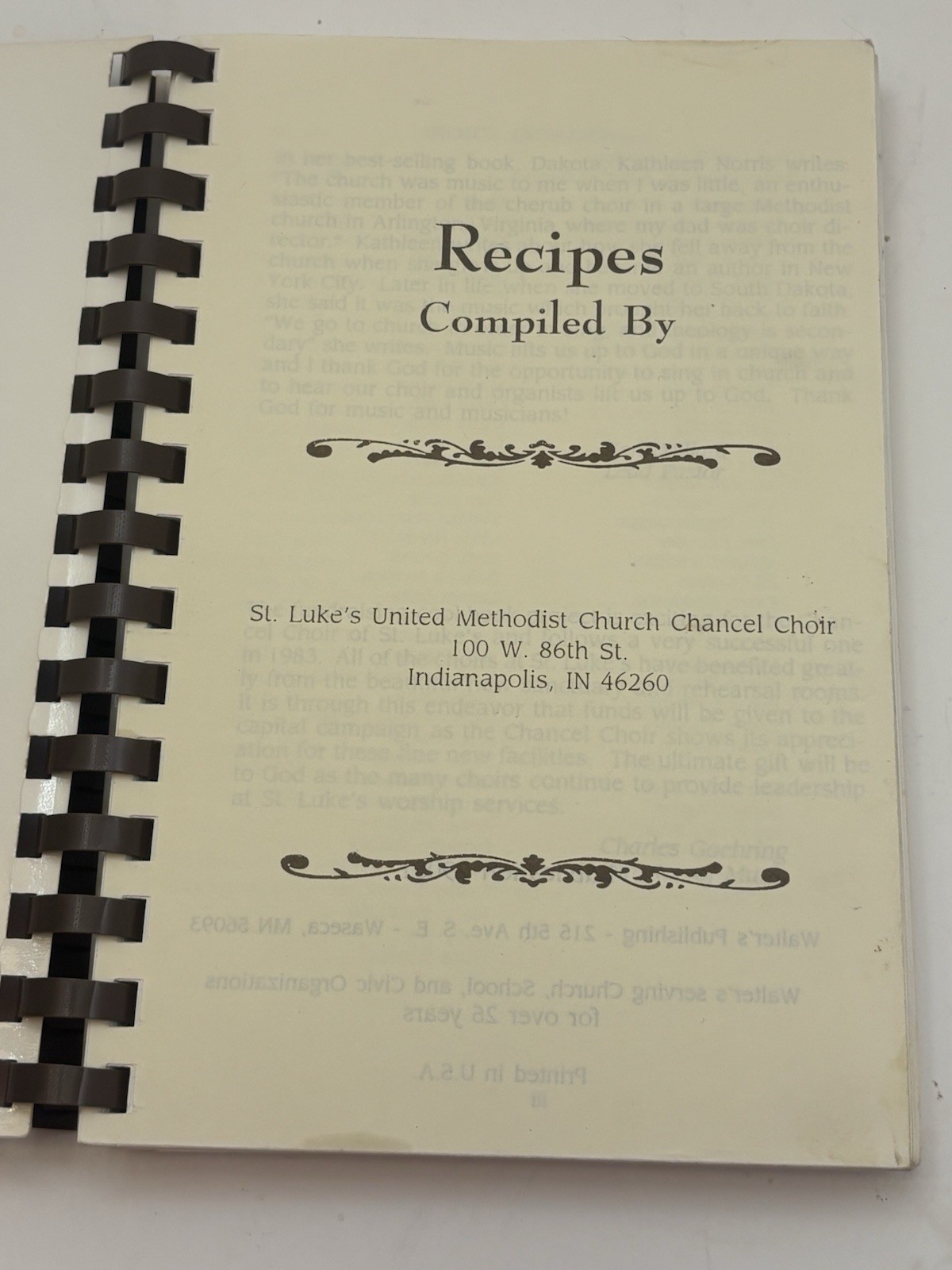 Vtg Church Community Cookbook Heavenly Recipes Chancel Choir Indiana 200+ Pages