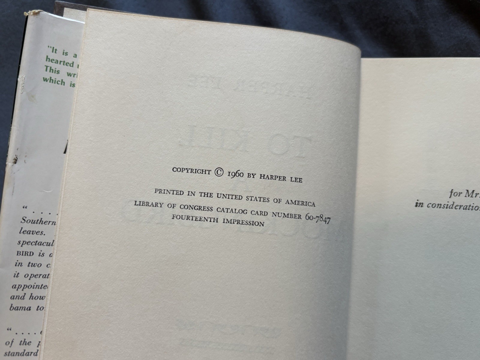 To Kill A Mocking Bird Book By Harper Lee 1960 Fourteenth Impression Printing