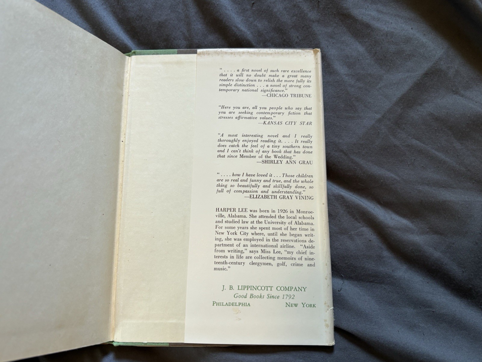 To Kill A Mocking Bird Book By Harper Lee 1960 Fourteenth Impression Printing