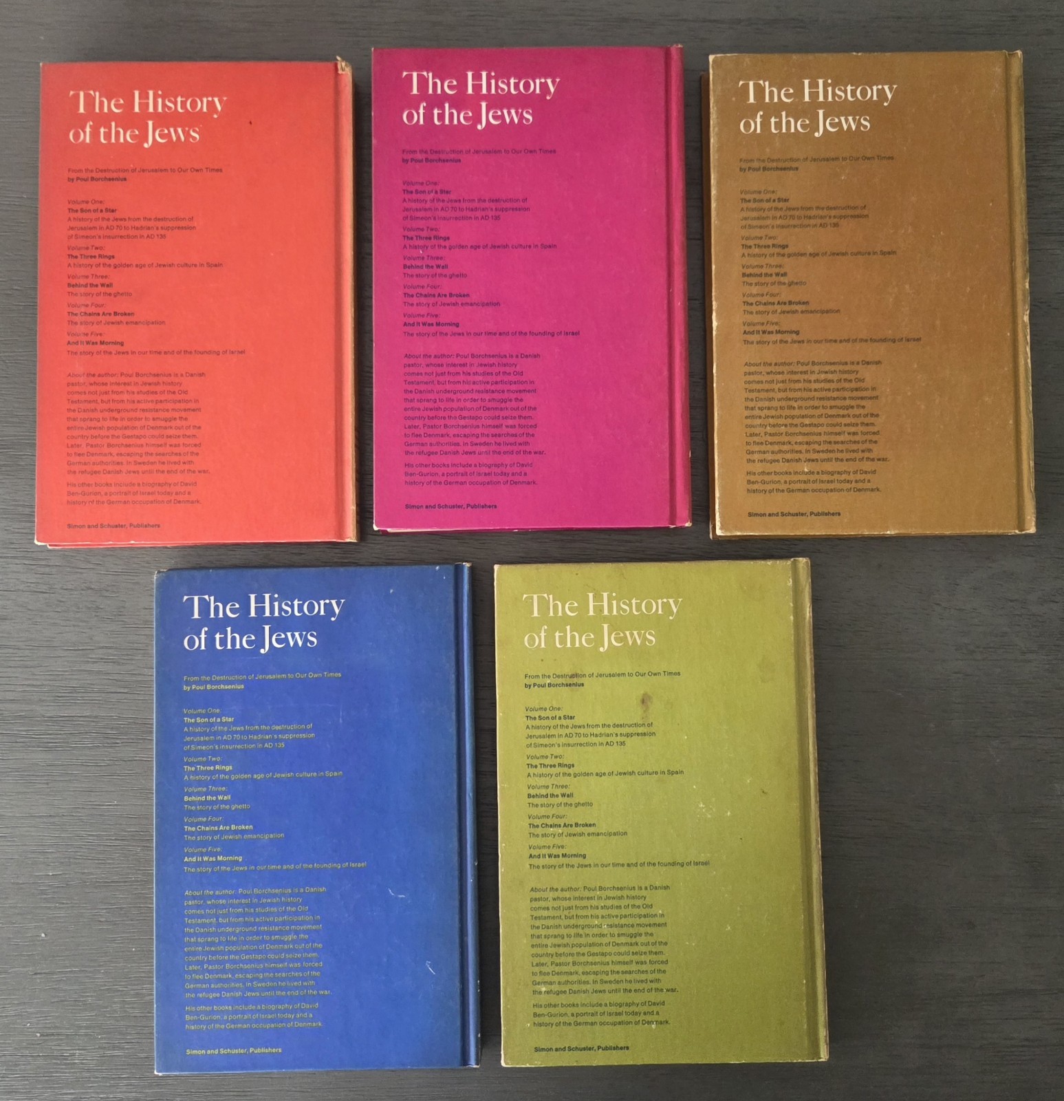 Vintage 1965 “History Of The Jews” Poul Borchsenius Vols 1-5 1st Edition/Print
